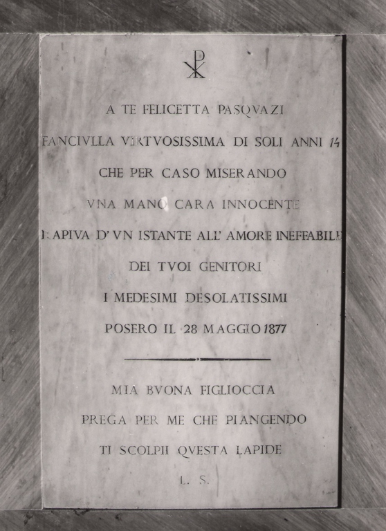 lapide commemorativa - ambito laziale (sec. XIX)