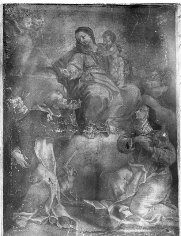 Madonna del Rosario con San Domenico e Santa Caterina da Siena (dipinto) - ambito laziale (inizio sec. XVIII)