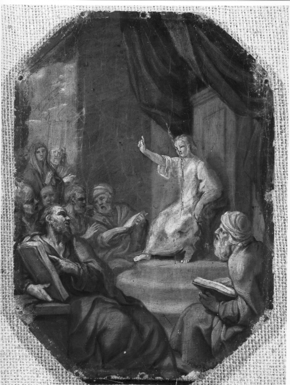 disputa di Gesù con i dottori nel tempio (dipinto) - ambito laziale (sec. XVIII)