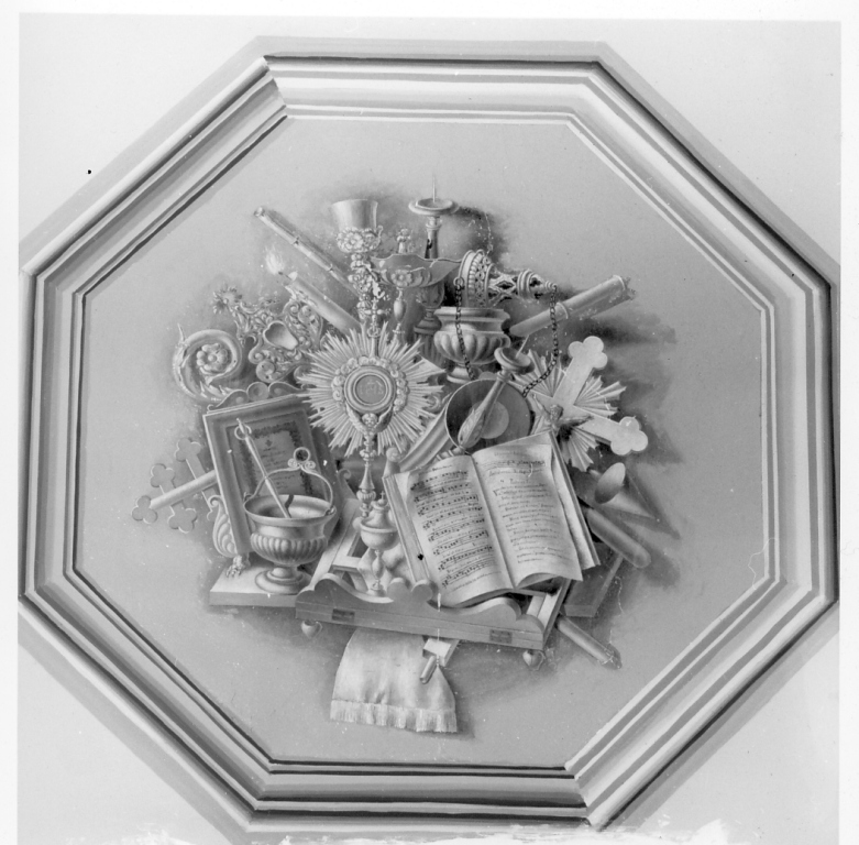 parata di oggetti liturgici (dipinto) - ambito viterbese (sec. XIX)