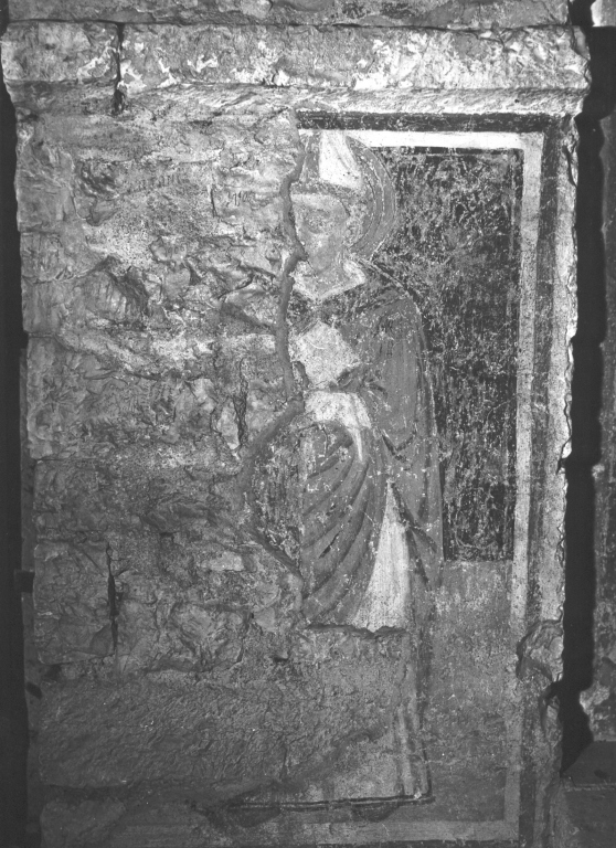 Santo (dipinto, frammento) - ambito laziale (seconda metà sec. XIV)