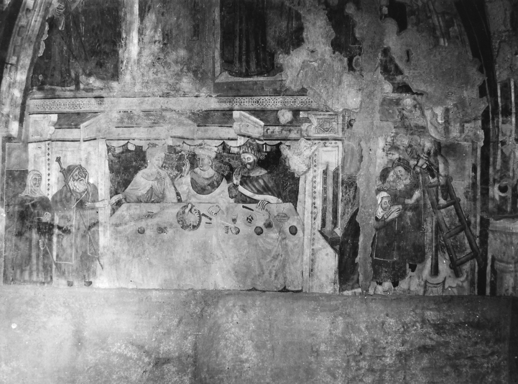 Miracolo degli uccelli selvatici, episodi della vita di San Giacomo (dipinto, complesso decorativo) di Jacopo di Roccatinta (cerchia) (sec. XV)