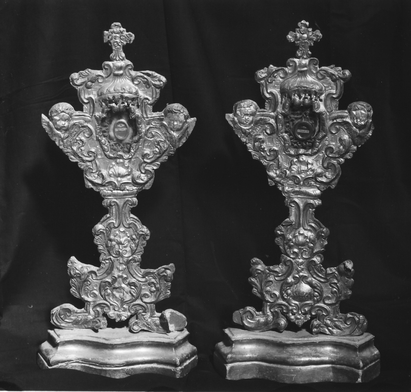 reliquiario - a ostensorio, coppia - ambito laziale (sec. XVIII)