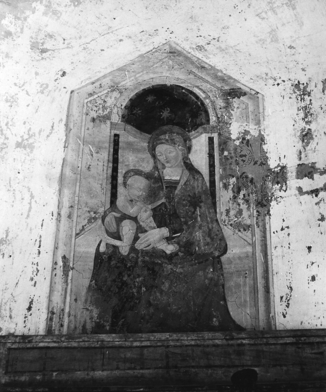 Madonna con Bambino in trono (dipinto, frammento) - ambito laziale (inizio sec. XVI)