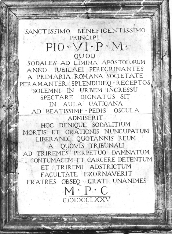 targa - ambito romano (sec. XVIII)