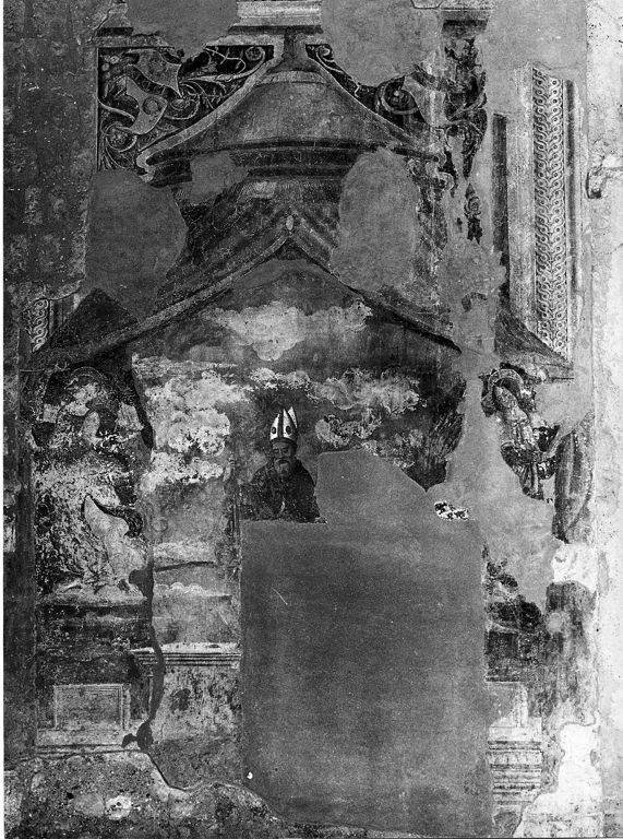 Santo vescovo fra due angeli (dipinto, opera isolata) - ambito laziale (metà sec. XV)