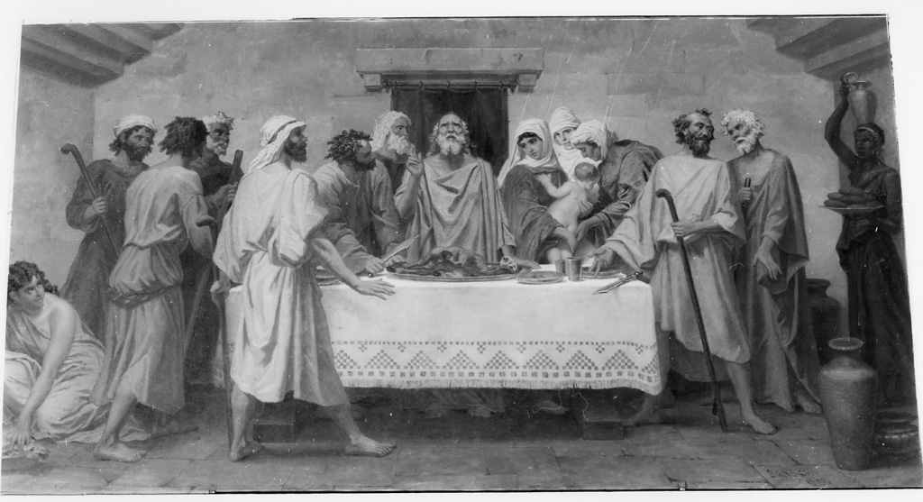 cena pasquale ebraica (dipinto) di Bruschi Domenico (sec. XIX)