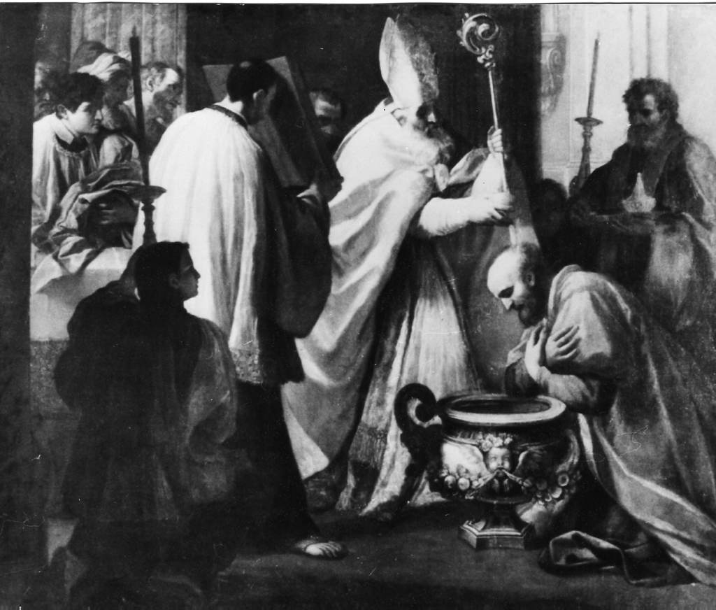 battesimo di un santo (dipinto) di Benefial Marco (sec. XVIII)