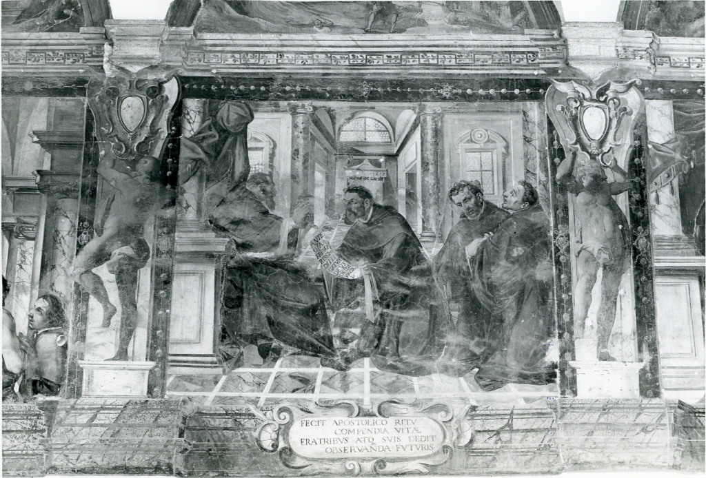 Sant'Agostino consegna la Regola dell'Ordine (dipinto) di Ganassini Marzio (inizio sec. XVII)