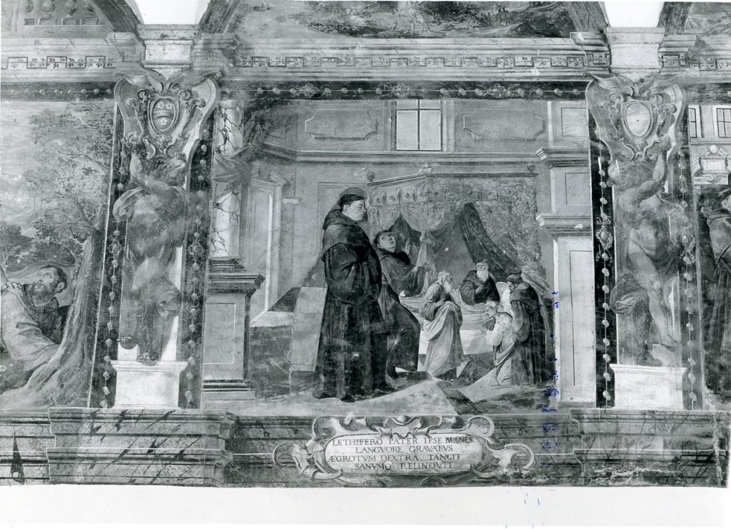 Sant'Agostino sul letto di morte (dipinto) di Ganassini Marzio (inizio sec. XVII)