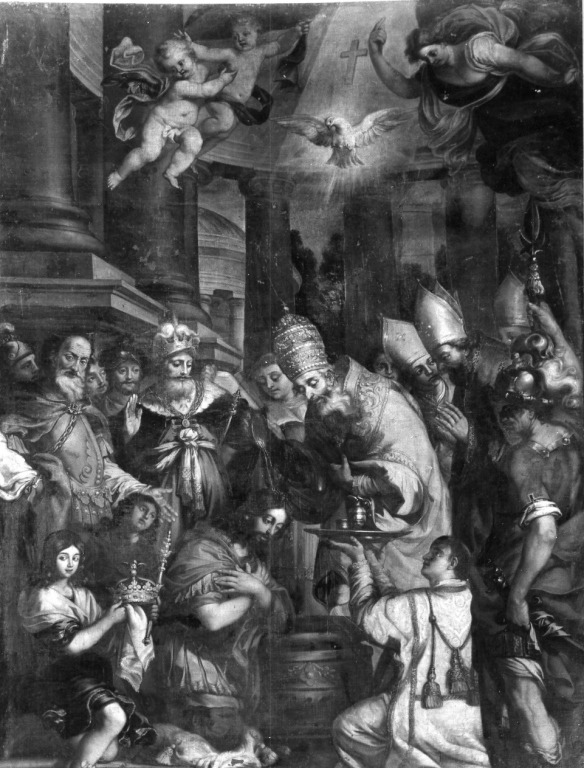 San Silvestro battezza l'imperatore Costantino (dipinto) di De La Haye Lucas detto Fra' Luca Fiammingo (seconda metà sec. XVII)