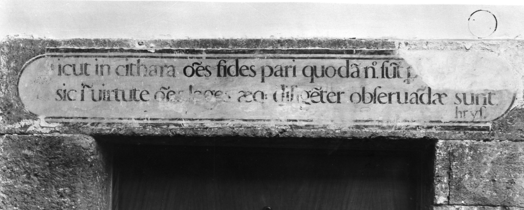 targa con iscrizione (dipinto) - ambito laziale (sec. XVII)