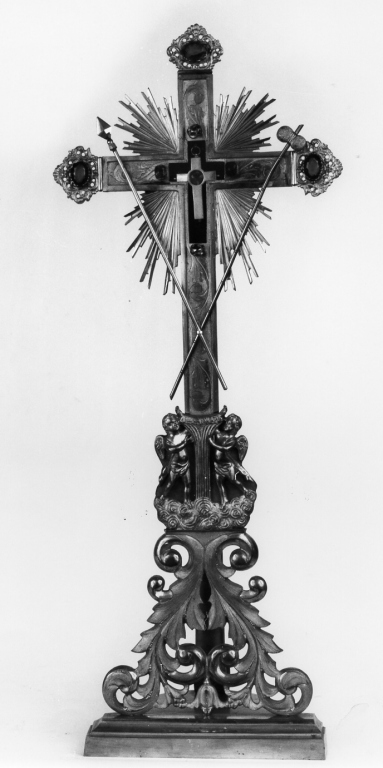 reliquiario - a croce - ambito laziale (inizio sec. XX)