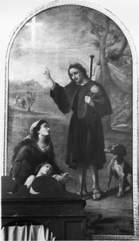 San Rocco guarisce gli appestati (dipinto) - ambito laziale (seconda metà sec. XIX)