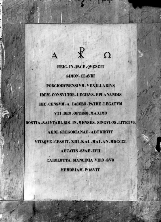 lapide tombale - ambito laziale (sec. XIX)
