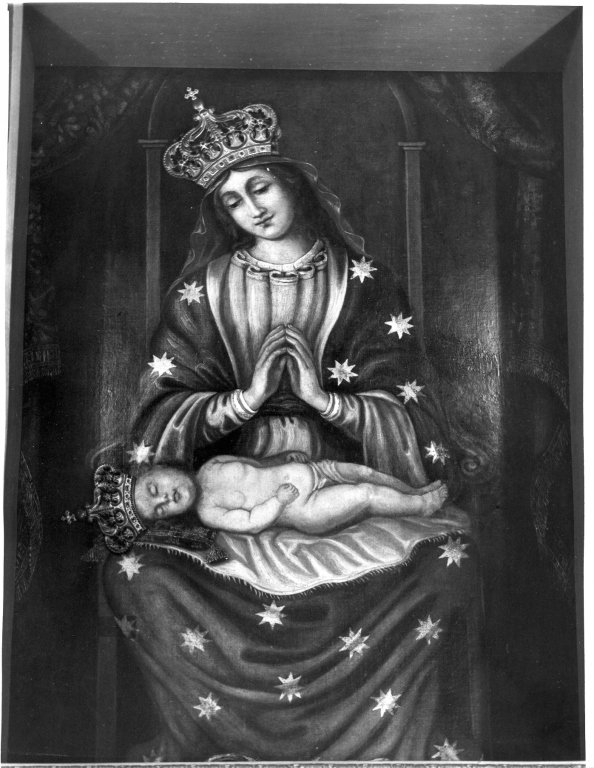 Madonna in adorazione del Bambino dormiente (dipinto) - ambito laziale (sec. XVIII)