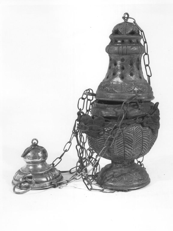 turibolo - a vaso fiammeggiante - ambito laziale (seconda metà sec. XIX)