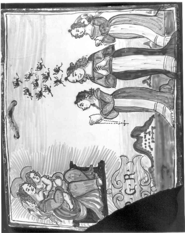 La Madonna con il Bambino libera un'indemoniata (mattonella) - ambito laziale (secc. XVII/ XVIII)