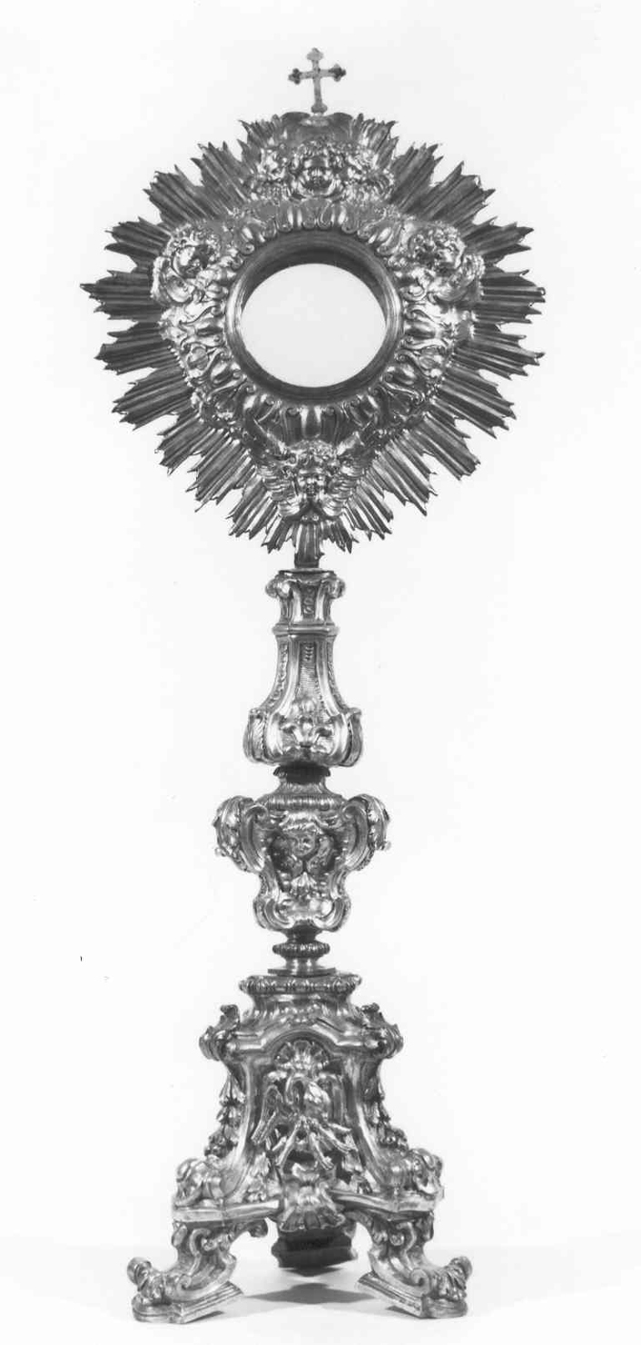 pellicano che imbocca i piccoli nel nido (ostensorio - a raggiera) - ambito romano (sec. XVIII)