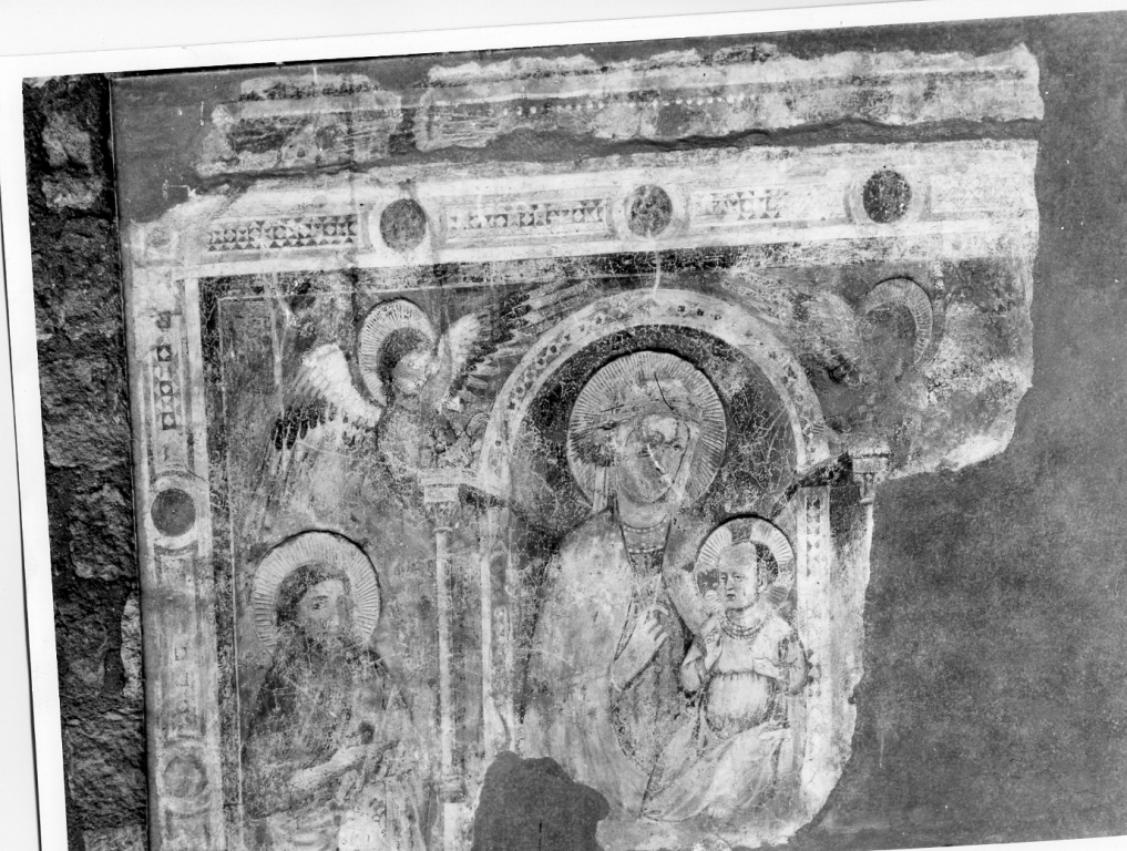Madonna con Bambino e Santi (dipinto, frammento) - ambito laziale (inizio sec. XIII)