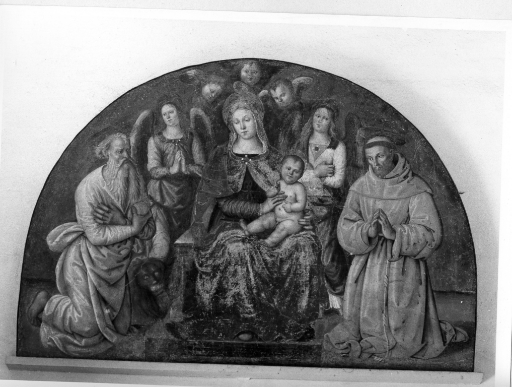 Madonna con Bambino in trono tra santi (dipinto) di Antonio del Massaro detto Pastura (fine sec. XV)