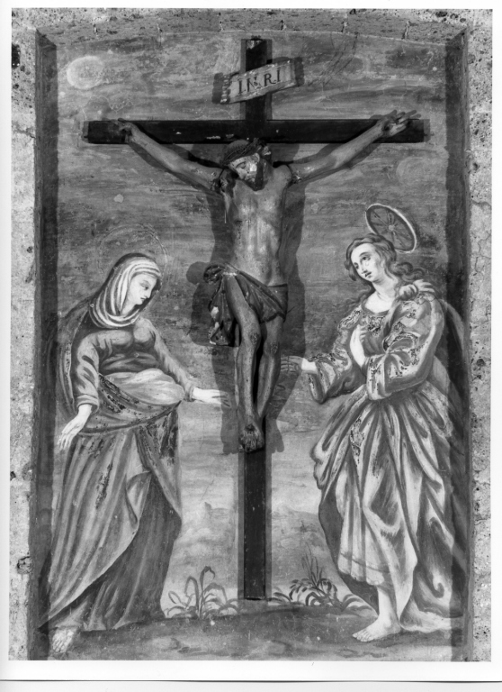 crocifissione di Cristo con la Madonna e Santa Maria Maddalena (dipinto) - ambito laziale (seconda metà sec. XVIII)