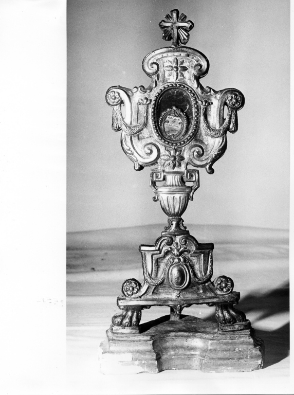 reliquiario - a ostensorio - manifattura laziale (fine/inizio secc. XVIII/ XIX)