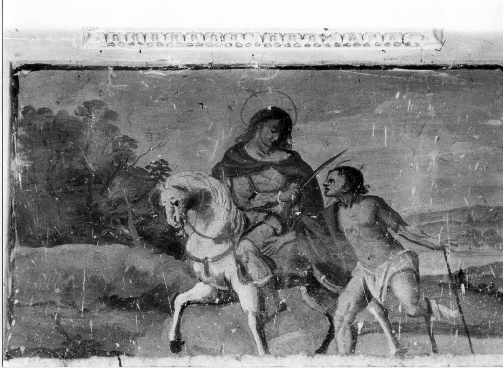 San Martino dona parte del mantello al povero (dipinto) di Chiari Fabrizio (attribuito) (metà sec. XVII)