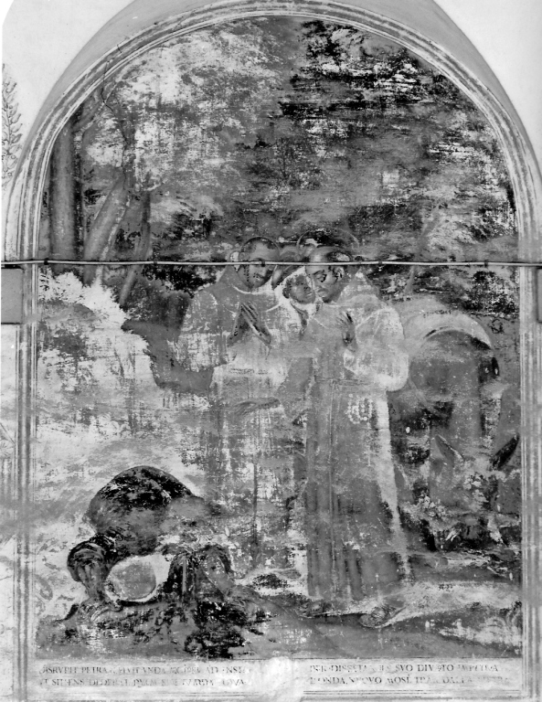 San Francesco d'Assisi fa sgorgare l'acqua dalla terra (dipinto, ciclo) - ambito laziale (fine sec. XVII)