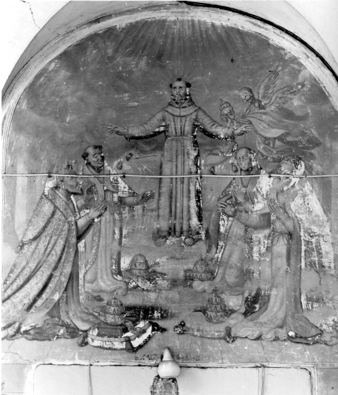 San Francesco d'Assisi con quattro pontefici (dipinto, ciclo) - ambito laziale (fine sec. XVII)