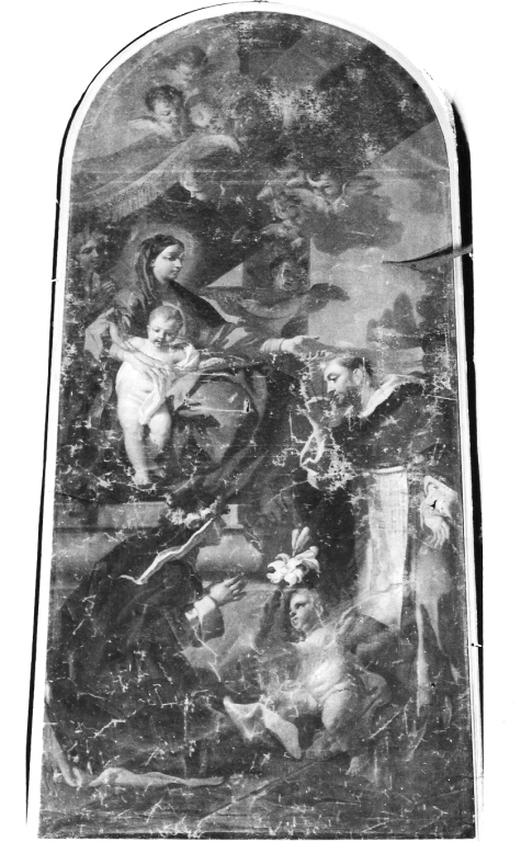 Madonna del Rosario con San Domenico e Santa Caterina da Siena (dipinto) di Avellino Onofrio (attribuito) (metà sec. XVIII)