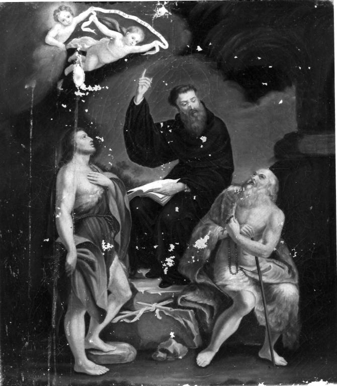 San Benedetto tra San Giovanni Battista e San Paolo Eremita (dipinto) - ambito laziale (fine sec. XVIII)