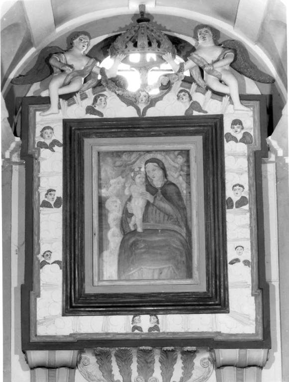 Madonna con Bambino e angeli reggicorona (dipinto) - ambito laziale (fine sec. XVI)
