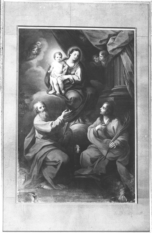 Madonna con Bambino tra i santi Luca e Giovanni Evangelista (dipinto) di Conca Giovanni (attribuito) (secondo quarto sec. XVIII)