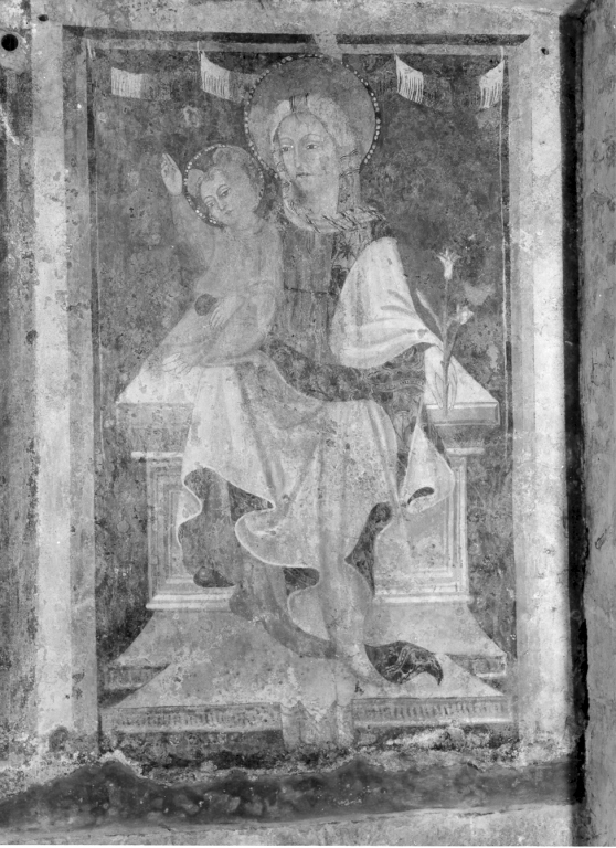 Madonna con Gesù Bambino (dipinto) di Petruccioli Cola (attribuito) (sec. XIV)