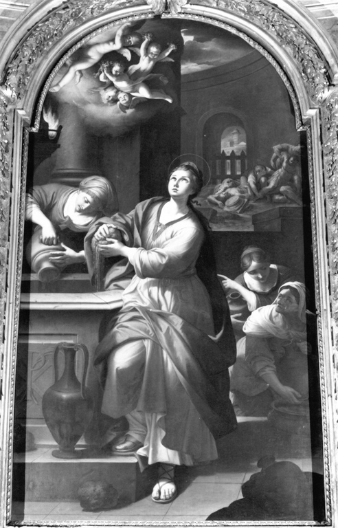 Santa Prassede raccoglie il sangue dei martiri (dipinto) di Muratori Domenico Maria (sec. XVIII)