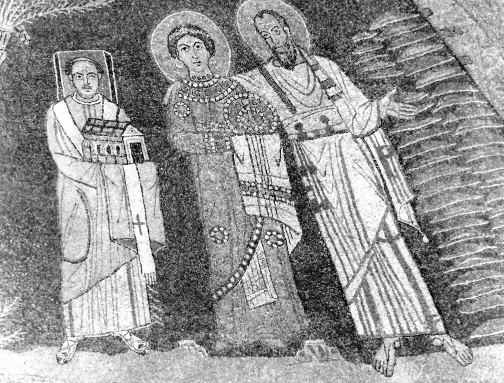 Gesù Cristo fra santi (decorazione musiva, complesso decorativo) - bottega romana (sec. IX)
