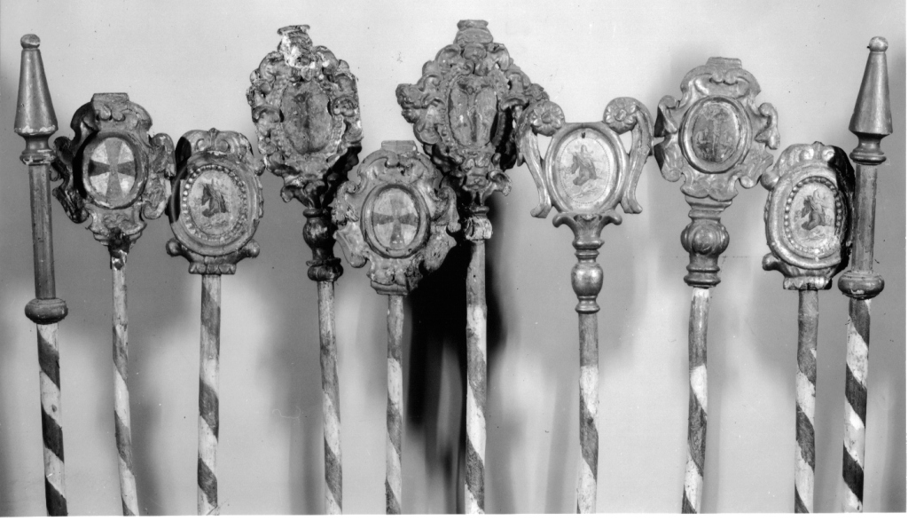 asta di insegna processionale, coppia - ambito laziale (secc. XVIII/ XIX)