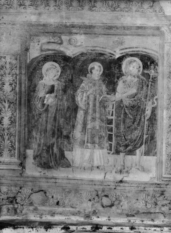 tre santi (dipinto, complesso decorativo) - ambito laziale (secc. XV/ XVI)