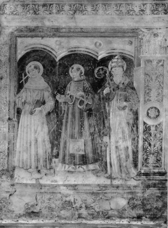 tre santi (dipinto, complesso decorativo) - ambito laziale (secc. XV/ XVI)