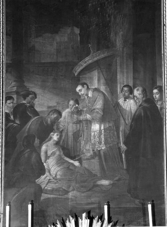 San Carlo Borromeo comunica gli appestati (dipinto) di Tojetti Domenico (sec. XIX)