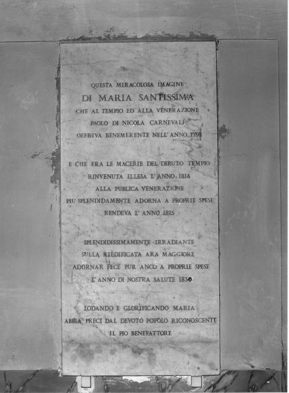 lapide commemorativa - ambito laziale (sec. XIX)