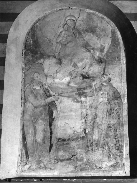 Madonna con Bambino, Santa Lucia e San Filippo Benizi, Madonna con Bambino e Santi (dipinto) - ambito viterbese (sec. XVI)