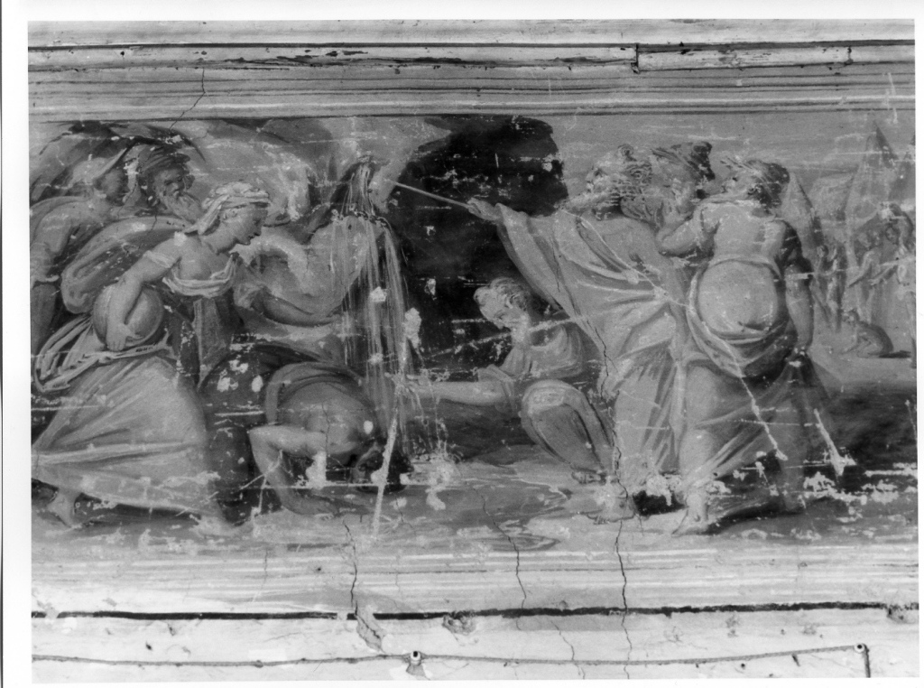 Mosè fa scaturire l'acqua dalla roccia (dipinto, ciclo) di Fontana Prospero (cerchia) (seconda metà sec. XVI)