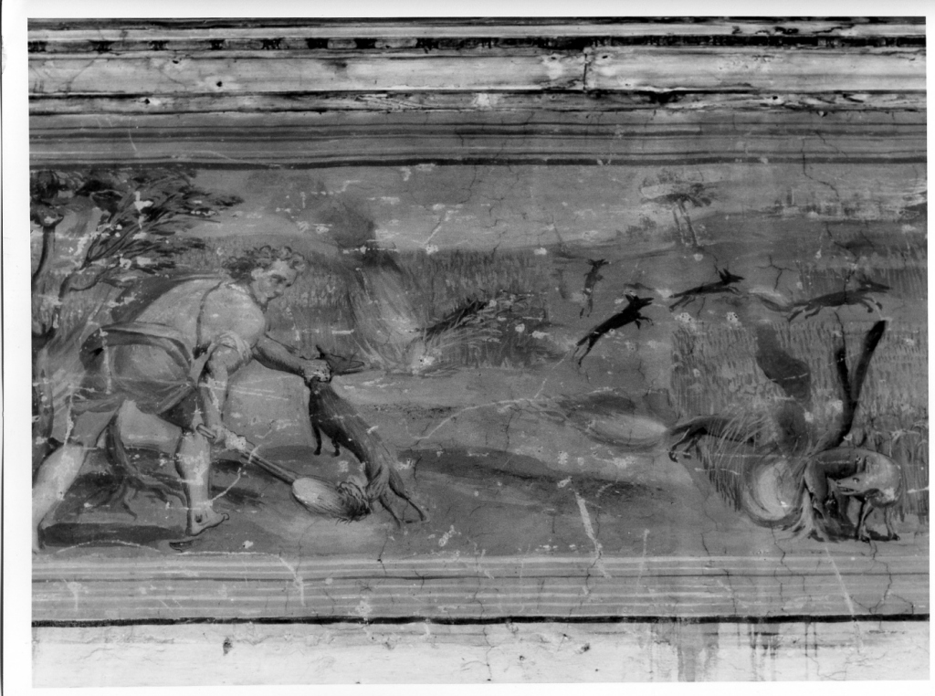 Sansone e le volpi dalle code infuocate (dipinto, ciclo) di Fontana Prospero (cerchia) (seconda metà sec. XVI)