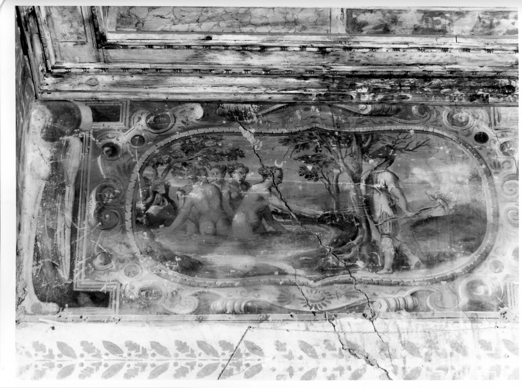 Diana e le ninfe sorprese da Atteone (decorazione pittorica, ciclo) di Fontana Prospero (cerchia) (seconda metà sec. XVI)