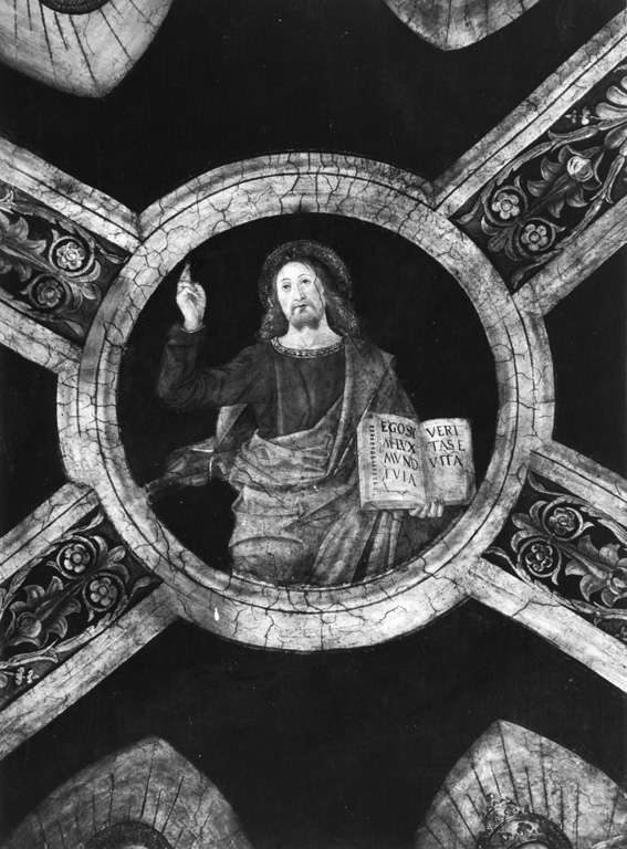 Cristo benedicente (dipinto, elemento d'insieme) di Maestro di Tivoli (sec. XV)