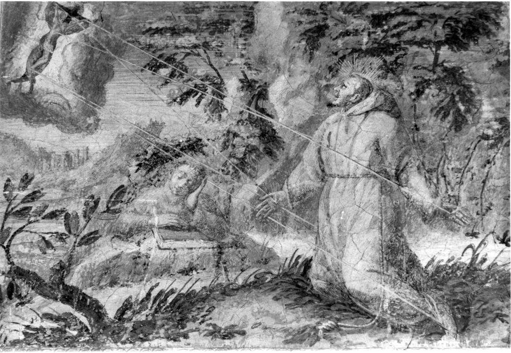 San Francesco d'Assisi riceve le stimmate (dipinto) - ambito romano (secc. XVI/ XVII)