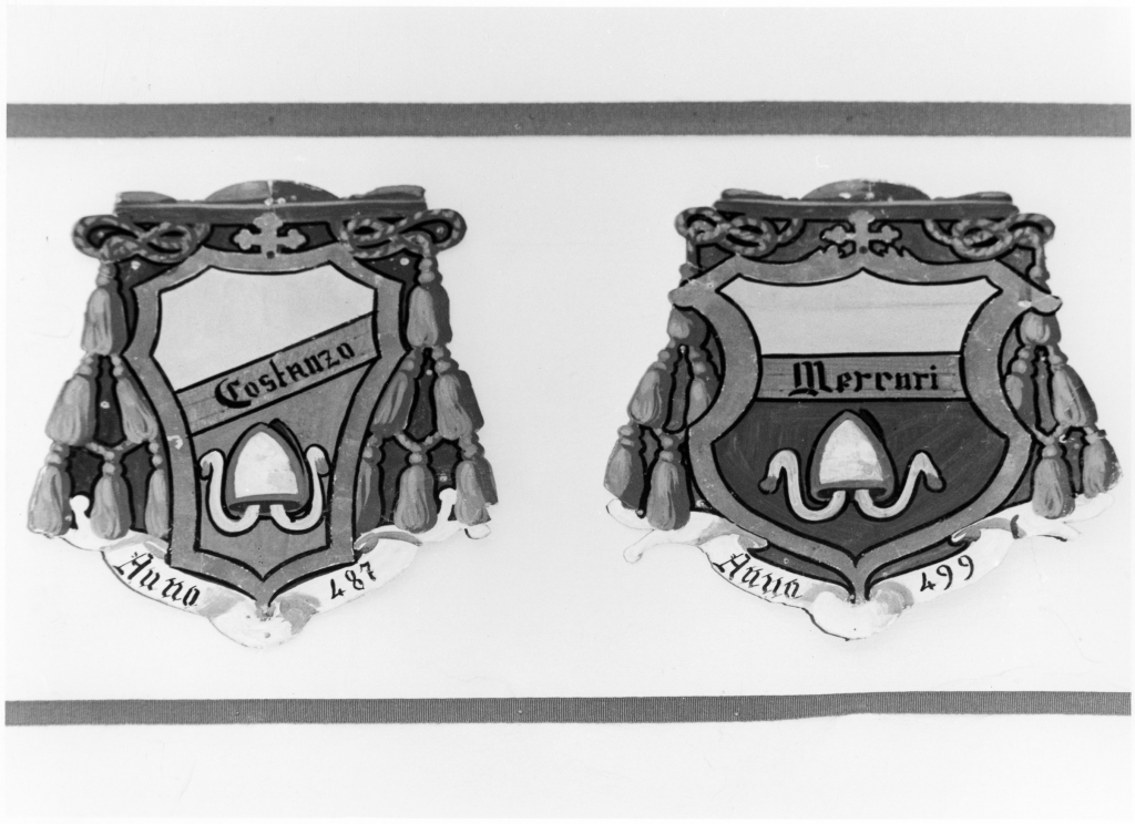 Stemmi del vescovo Costanzo (o Costantino) e del vescovo Mercurio (dipinto) di Danti Giuseppe (sec. XX)