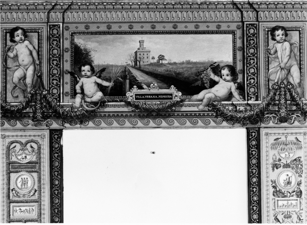 paesaggio, putti (dipinto) di Danti Giuseppe (sec. XX)